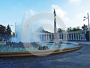 Hochstrahlbrunnen and Heroes` Monument of the Red Army Heldendenkmal der Roten Armee, Wien - Vienna, Austria