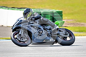 Hockenheim, Germany - June 27, 2019 : Motorcycle race training at Baden-Wurttemberg race Center or Hockenheimring