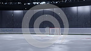Hockey arena with animated funs 3d video render.