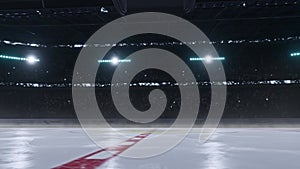 Hockey arena with animated funs 3d video render.