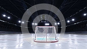 Hockey arena with animated funs 3d video render.