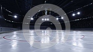 Hockey arena with animated funs 3d video render.