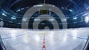 Hockey arena fisheye leans photorealistic 3d render illustration