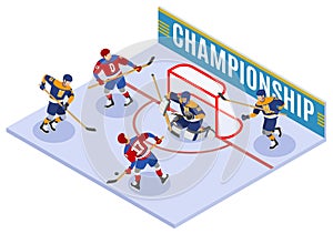 Hockey Championship Isometric Composition