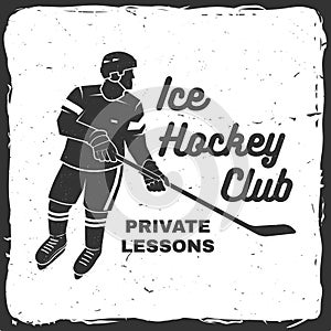 Hockey club logo, badge design. Concept for shirt or logo, print, stamp or tee. Winter sport. Vector illustration