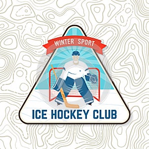 Hockey club logo, badge embroidered patch. Concept for shirt or logo, print, stamp or tee. Winter sport. Vector