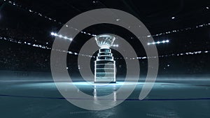 Hockey cup arena with animated funs 3d video render.