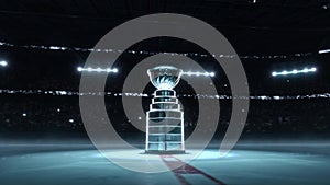 Hockey cup arena with animated funs 3d video render.