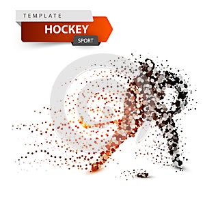 Hockey dot template. Stick and washer illustration.