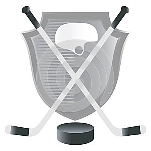 Hockey emblem with shield.