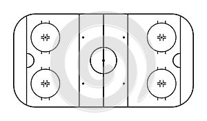 Hockey field. Outline rink. Hockey ice arena for nhl and winter sport game. Ice pitch in top view. Stadium with graphic line