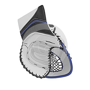 Hockey Goalie Catcher Glove on white. 3D illustration