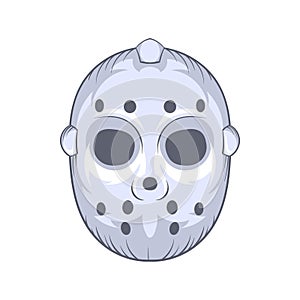 Hockey goalie mask icon, cartoon style