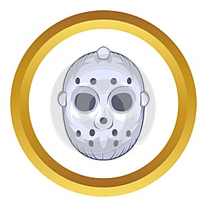 Hockey goalie mask icon, cartoon style