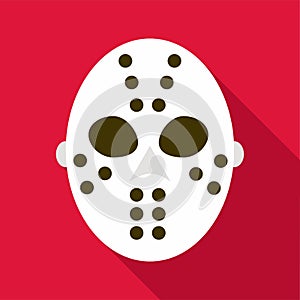 Hockey goalie mask icon, flat style