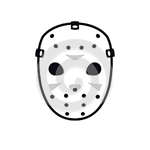 Hockey goalie mask outline icon.