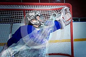 Hockey goalie miss the puck