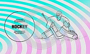 Hockey goalie positioning. Vector outline of Hockey sport illustration.