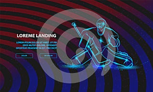Hockey goalie positioning. Vector Sport Background for Landing Page Template.