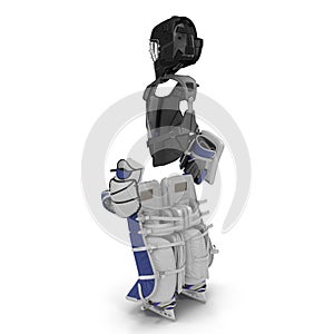 Hockey Goalie Protection Blue Kit. 3D illustration on white background