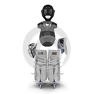 Hockey Goalie Protection Blue Kit. 3D illustration on white background