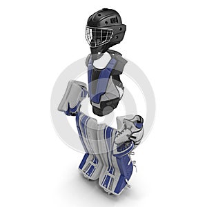 Hockey Goalie Protection Blue Kit. 3D illustration on white background