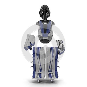 Hockey Goalie Protection Blue Kit. 3D illustration on white background, front view