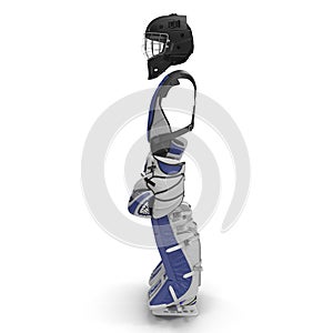 Hockey Goalie Protection Blue Kit. 3D illustration on white background, side view