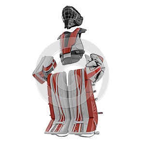 Hockey Goalie Protection Kit on white. 3D illustration