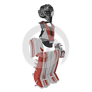 Hockey Goalie Protection Kit on white. 3D illustration