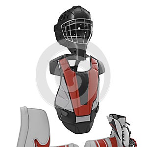 Hockey Goalie Protection Kit on white. 3D illustration