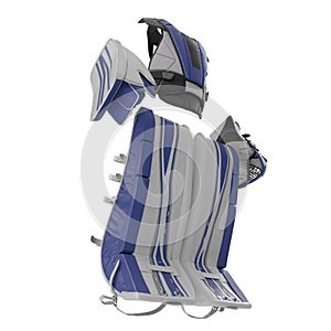 Hockey goalie protection kit on white. 3D illustration