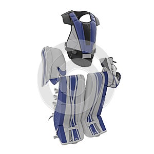 Hockey Goalie Protection Kit on white. 3D illustration