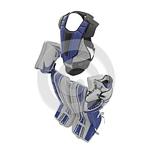 Hockey Goalie Protection Kit on white. 3D illustration