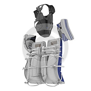 Hockey Goalie Protection Kit on white. 3D illustration