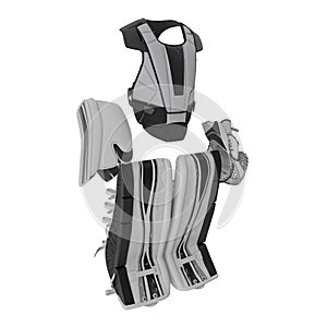 Hockey Goalie Protection Kit on white. 3D illustration