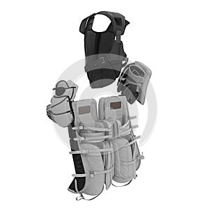 Hockey Goalie Protection Kit on white. 3D illustration