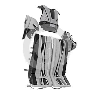 Hockey Goalie Protection Kit on white. 3D illustration