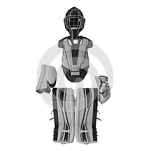 Hockey Goalie Protection Kit on white. 3D illustration