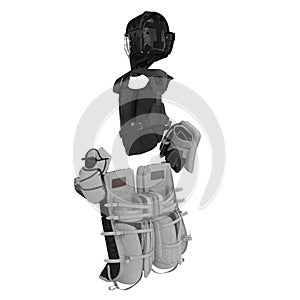 Hockey Goalie Protection Kit on white. 3D illustration