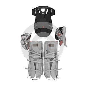 Hockey Goalie Protection Kit on white. 3D illustration