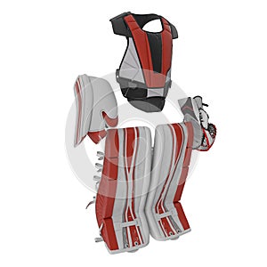 Hockey Goalie Protection Kit on white. 3D illustration