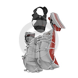 Hockey Goalie Protection Kit on white. 3D illustration