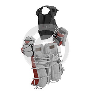 Hockey Goalie Protection Kit on white. 3D illustration