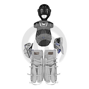 Hockey Goalie Protection Kit on white. 3D illustration