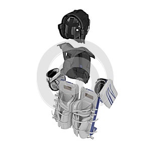 Hockey Goalie Protection Kit on white. 3D illustration