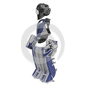 Hockey Goalie Protection Kit on white. 3D illustration