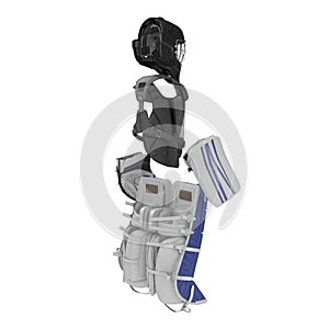 Hockey Goalie Protection Kit on white. 3D illustration