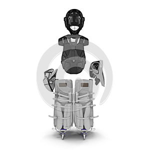 Hockey Goalie Protection Kit on white. 3D illustration