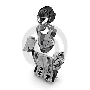 Hockey Goalie Protection Kit on white. 3D illustration